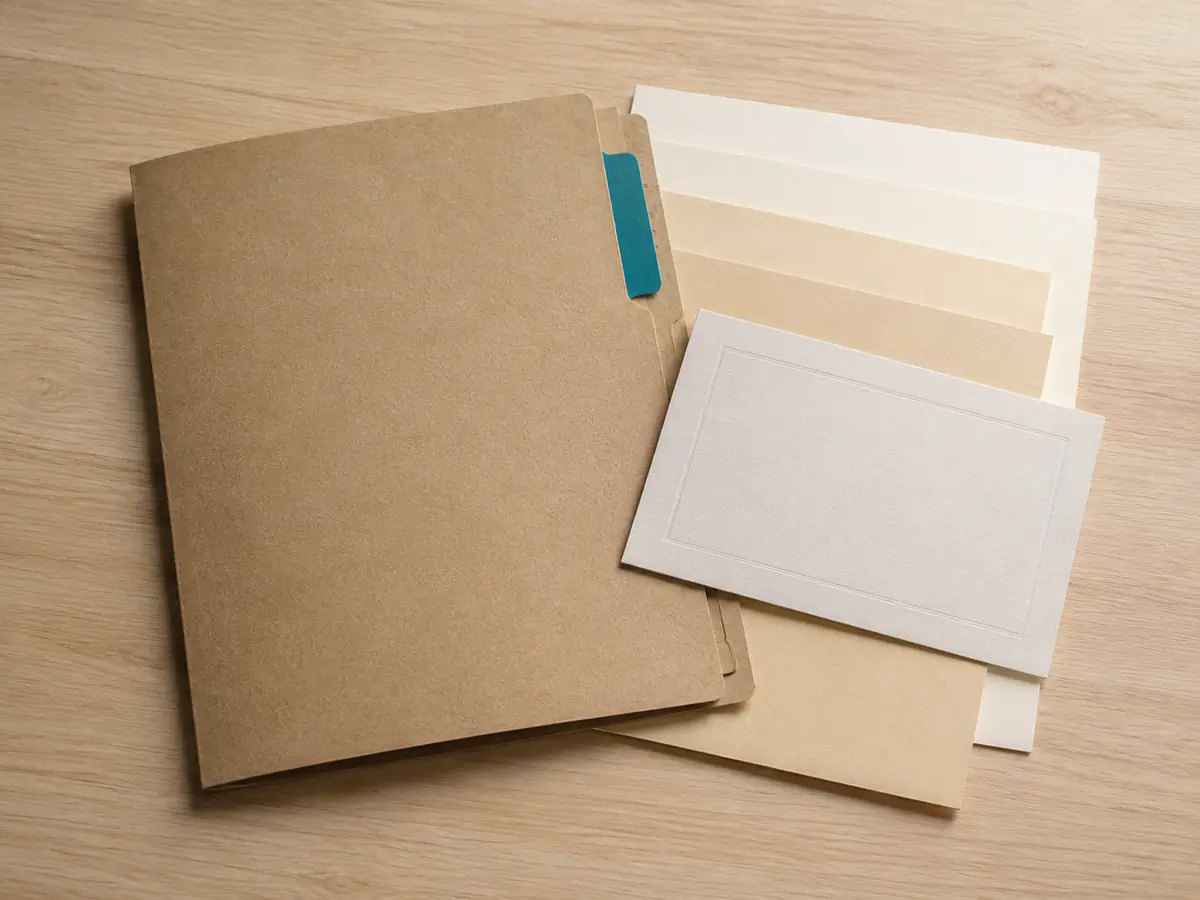 Folder dokumen asal dan kad sokongan kosong